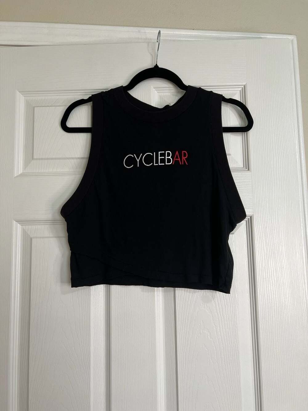 FP Movement x Cyclebar Black Twist Hem Cropped Tank Top, Size Large